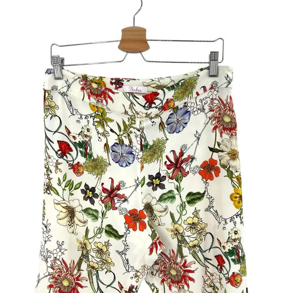 Parker Zizi Pant in Sangria Floral Botanical Flared Bell Bottom Cream Size 8‎ - Picture 3 of 13